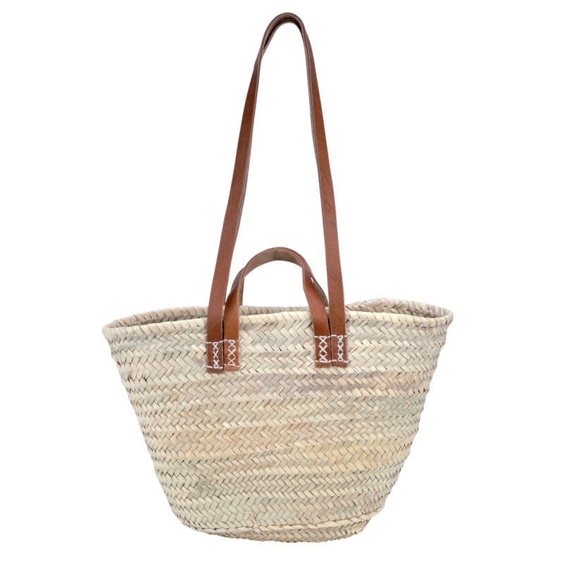 Cabas bandoulière marocain, double anses en cuir, petite taille